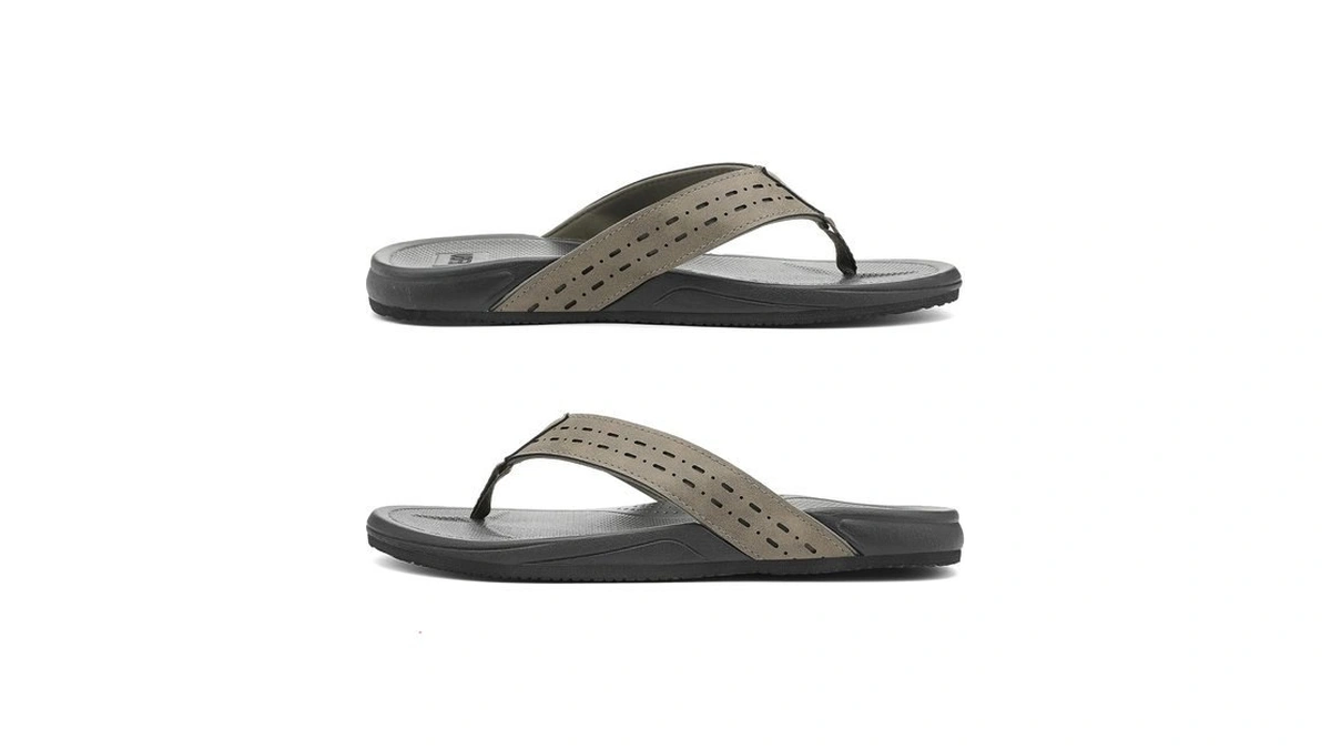 Ubfen Mens Rubber Flip Flops For Beach And Water, Grey,