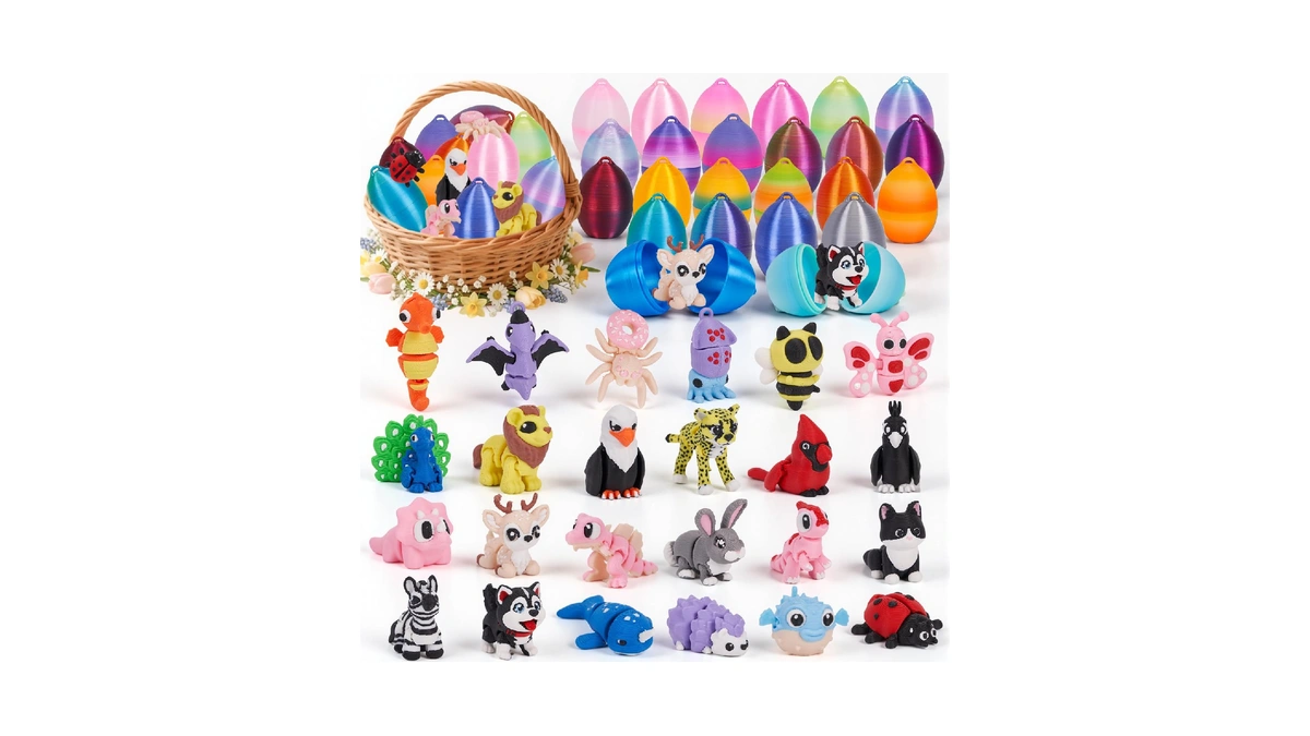 Yilcer Mini 3d Printed Animals With Eggs Flexible Articulated Fidget