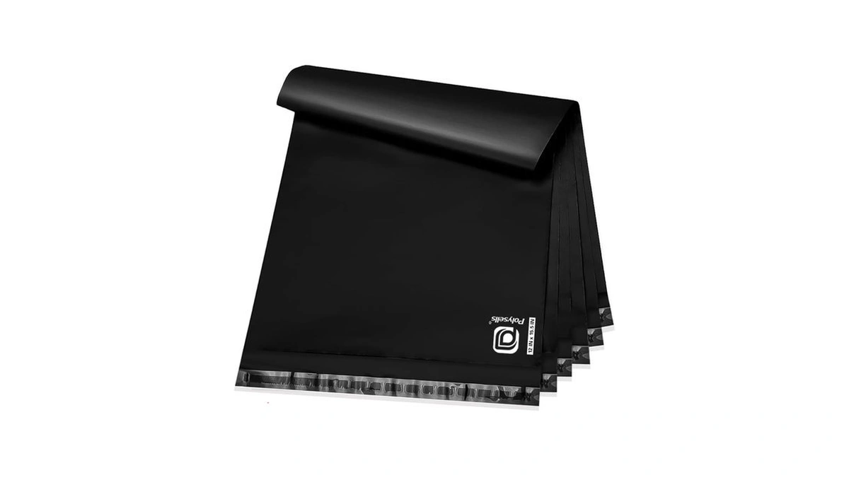 Polysells 100 Pcs 12x15.5 Inches Black Poly Mailers Shipping Envelopes,