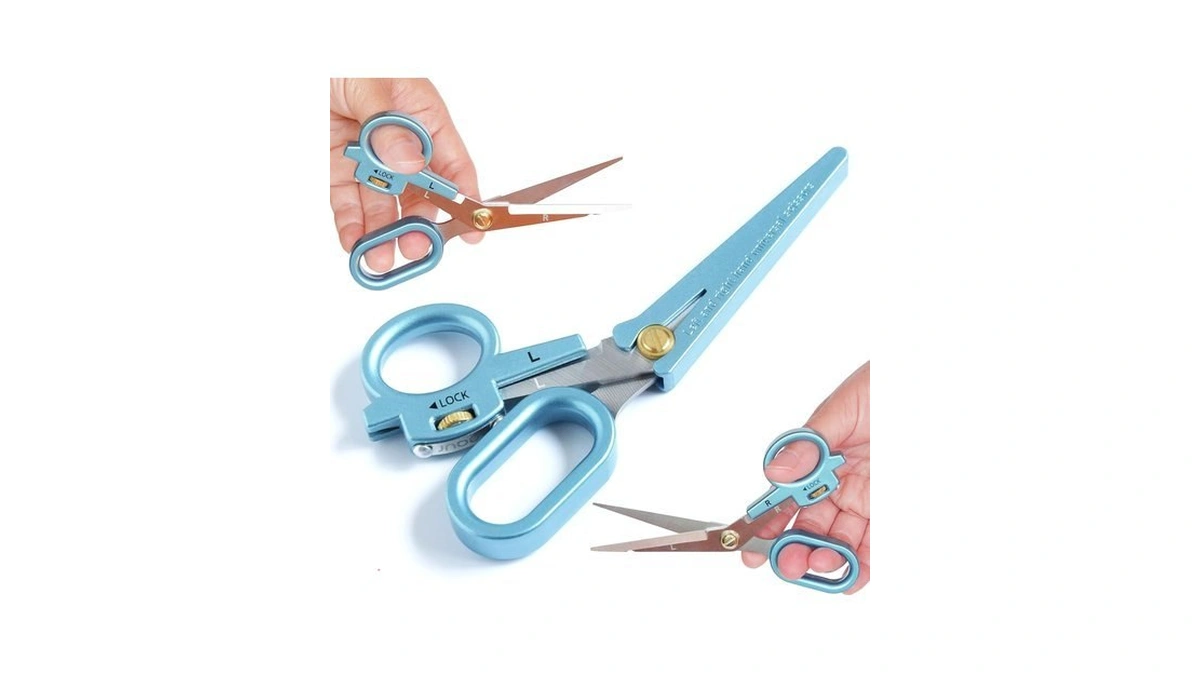 Lequr 5.5-inch Ambidextrous Scissors With Protective Cover, Crystal Blue