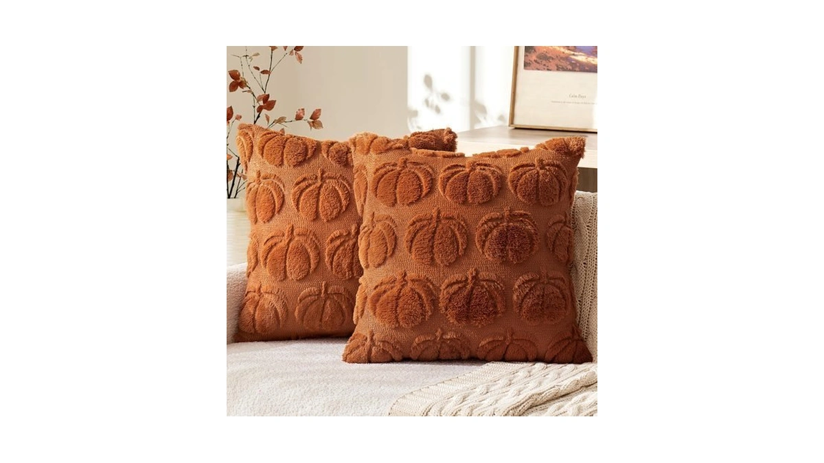 Miulee Fall Pillow Covers Pumpkin Fall Decor 18x18 Dark Rust