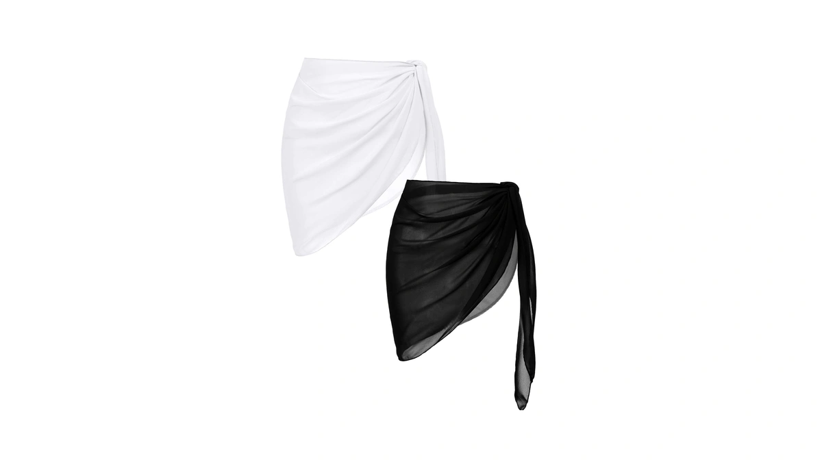 Ekouaer 2 Pcs Sarong Chiffon Beach Wrap Skirt Swimsuit Coverups