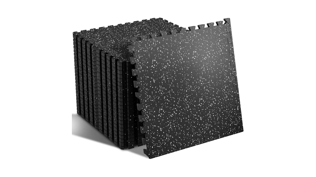 Superjare 0.56'' Thick 48 Sq Ft Rubber Top Gym Flooring