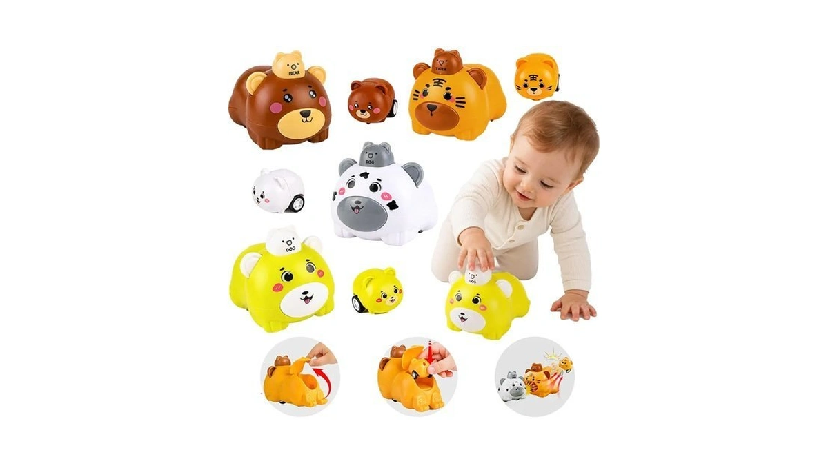 Ciugeo Press To Go Car Toys For Toddlers Infant 1-3,