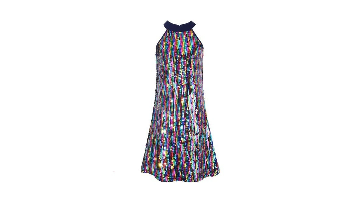 Welaken Girls Ombre Sequin Dress For Kid Sparkly Halter Neck