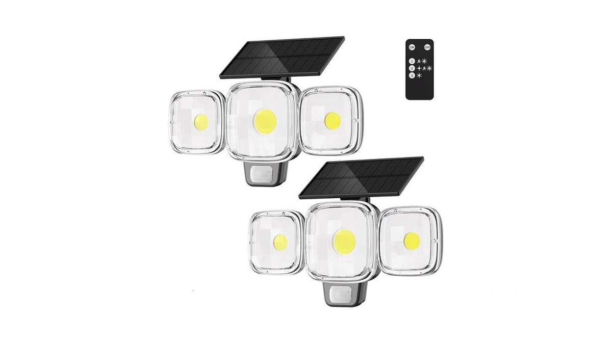 Eslightion 3 Modes 270° Solar Motion Sensor Outdoor Lights, 2