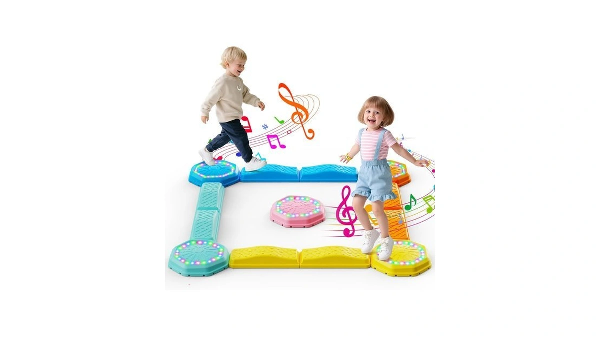Holyton Balance Beam & Stepping Stones For Kids, 13pcs Obstacle