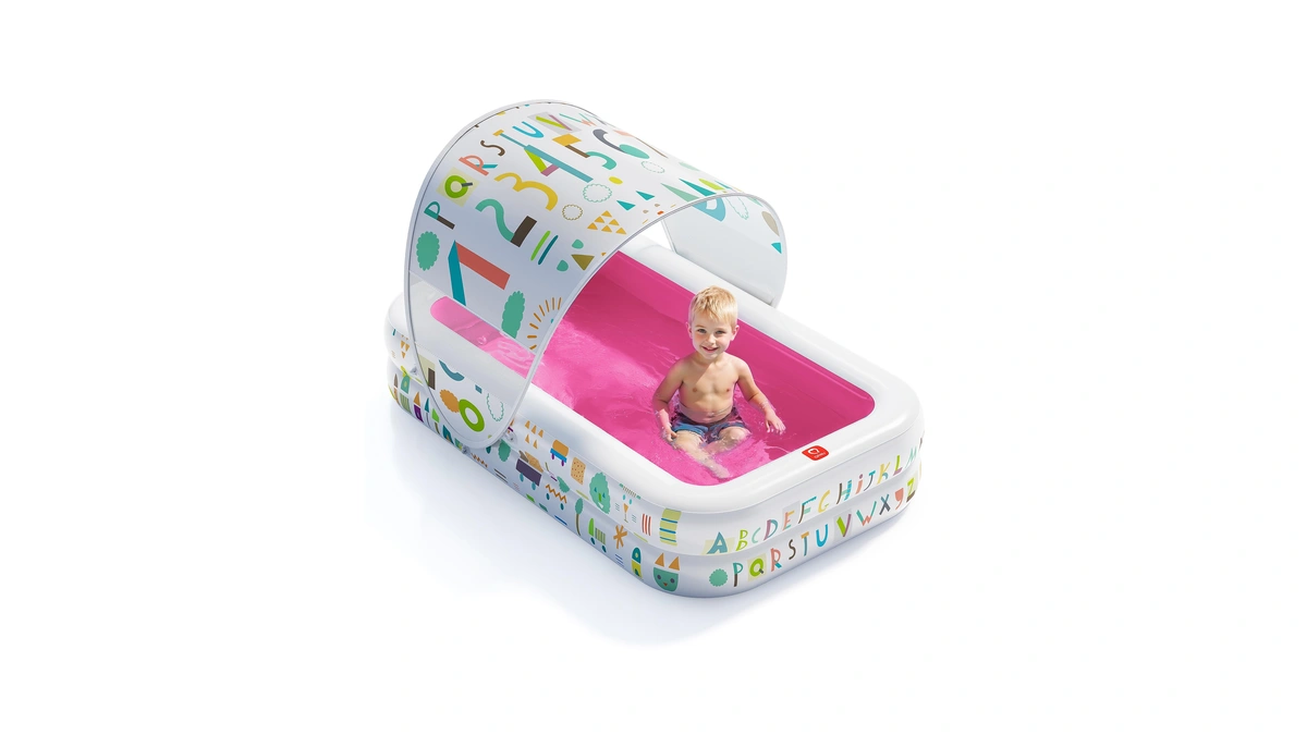 Qpau Baby Pool With Canopy, Inflatable Design, 65 X 39