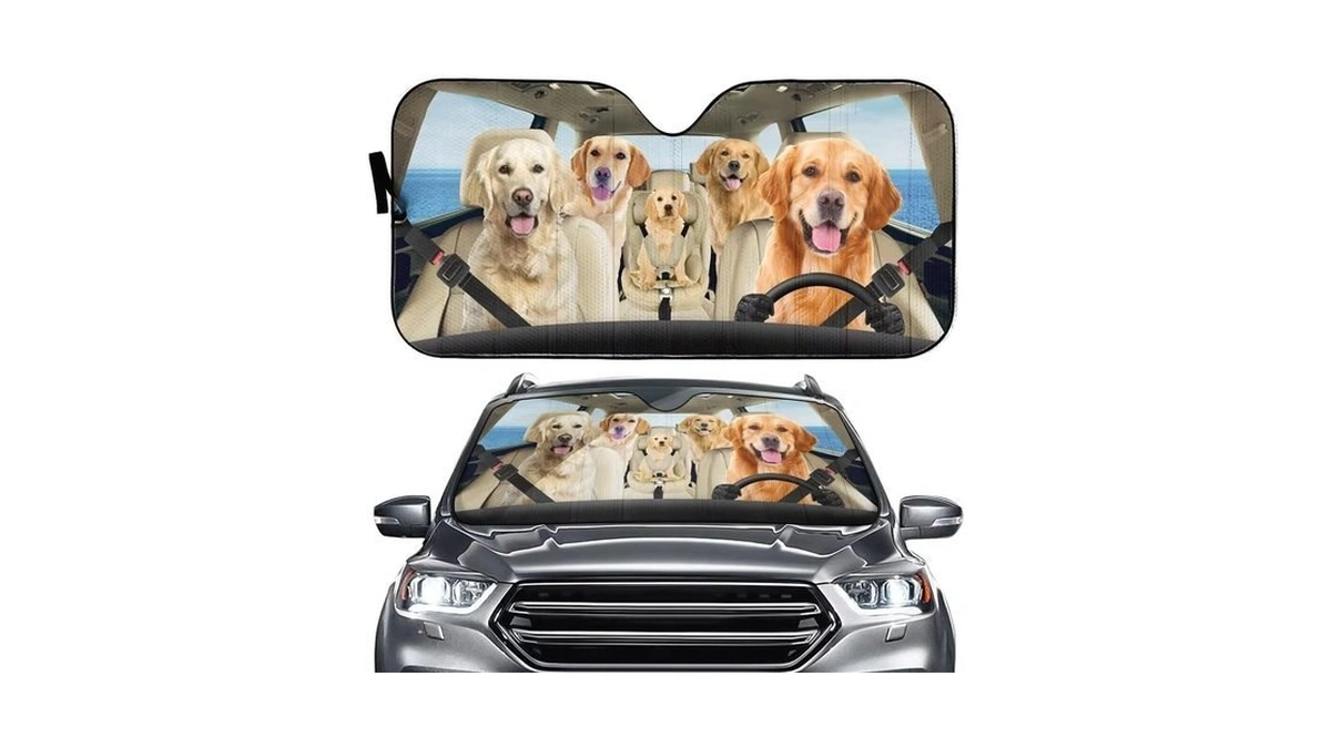 Golden Retriever Windshield Sun Shade,dog Foldable Reflective Sun Visor,labrador Dog