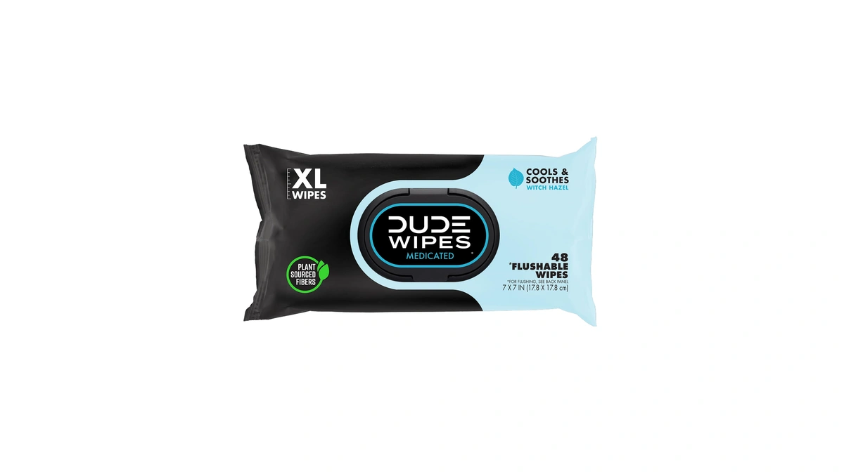 Dude Wipes Medicated Hemorrhoid Flushable Wipes, Witch Hazel, 48 Count