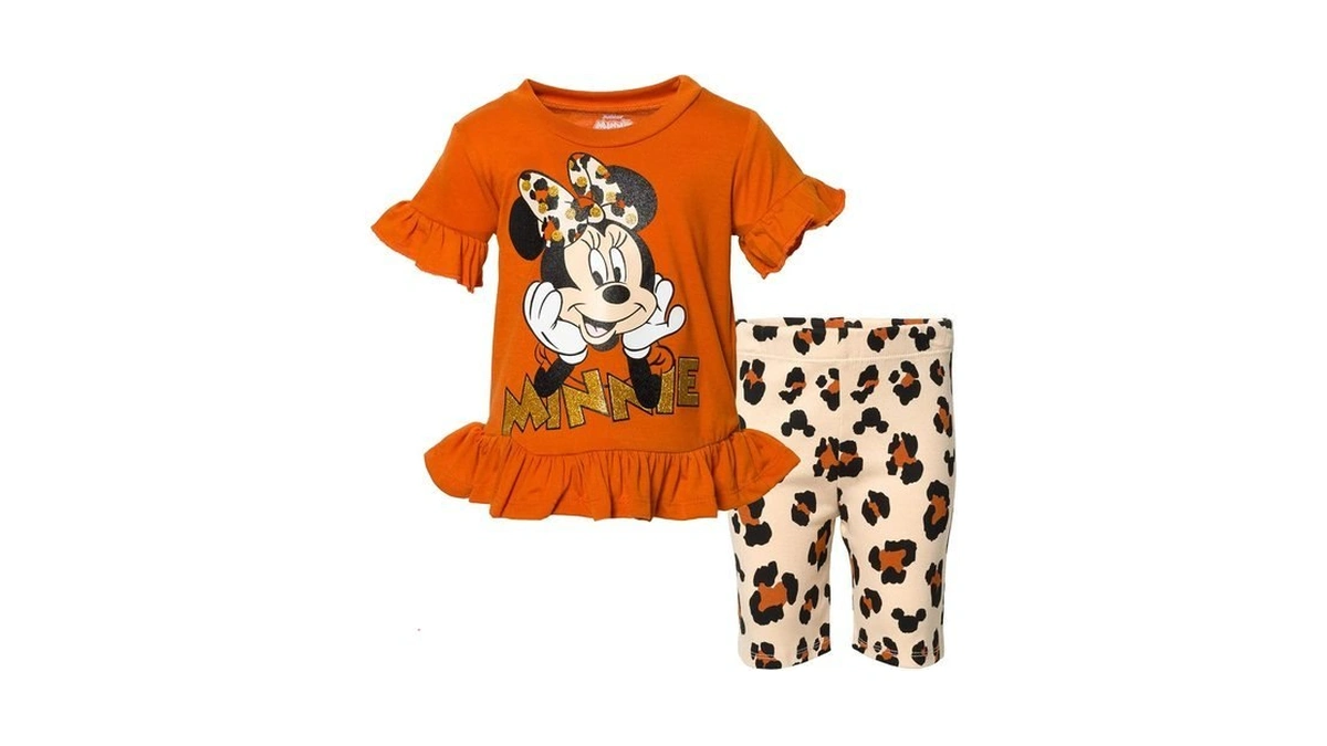 Disney Minnie Mouse Little Girls Peplum T-shirt And Bike Shorts
