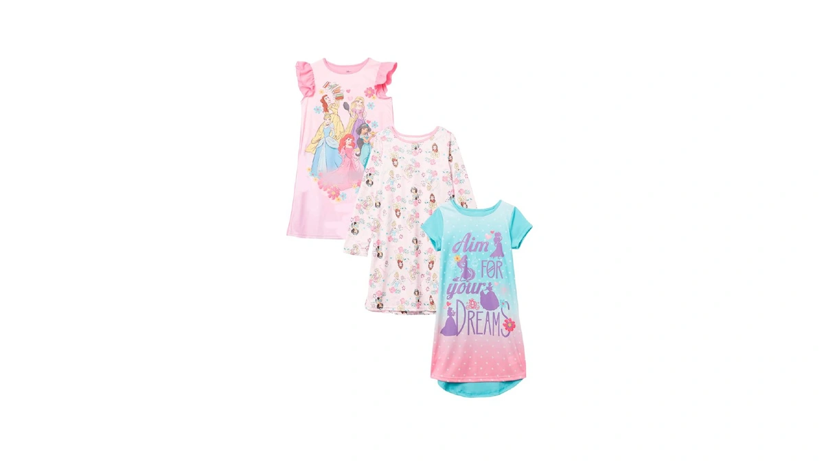 Disney Girls' Princess 3-pack Nightgown, Girls Rule 3, 4