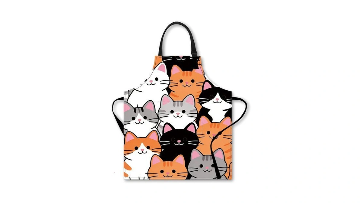 Nuxovilar Playful Cat Cluster Pattern Bib 26.8x30.7 Inch Polyester