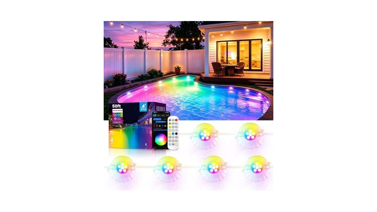 Ahawill 50ft Rgb Pool Lights For Inground & Above Ground