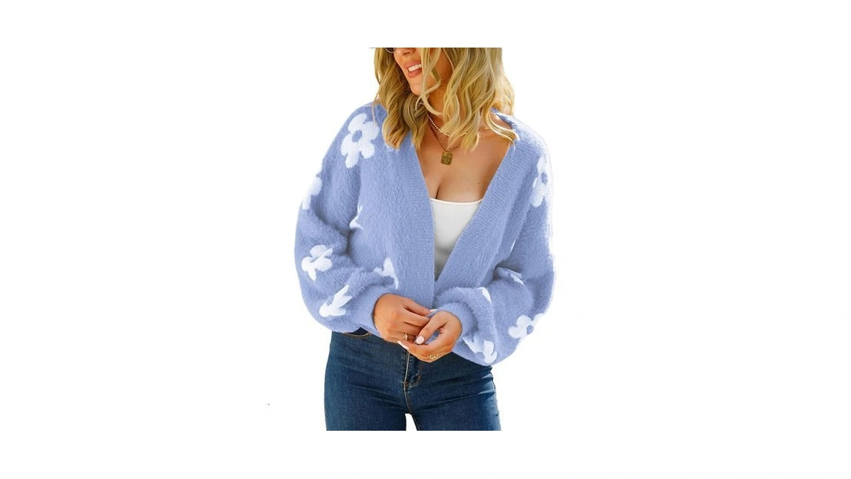 Ecowish Women Floral Cropped Cardigan: Fall 2026 Long Sleeve Open