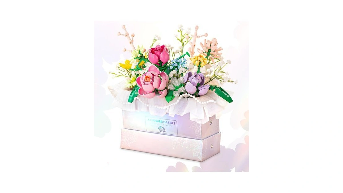 High Godo Flowers Bouquet Building Set, Flowers Basket Building Blocks