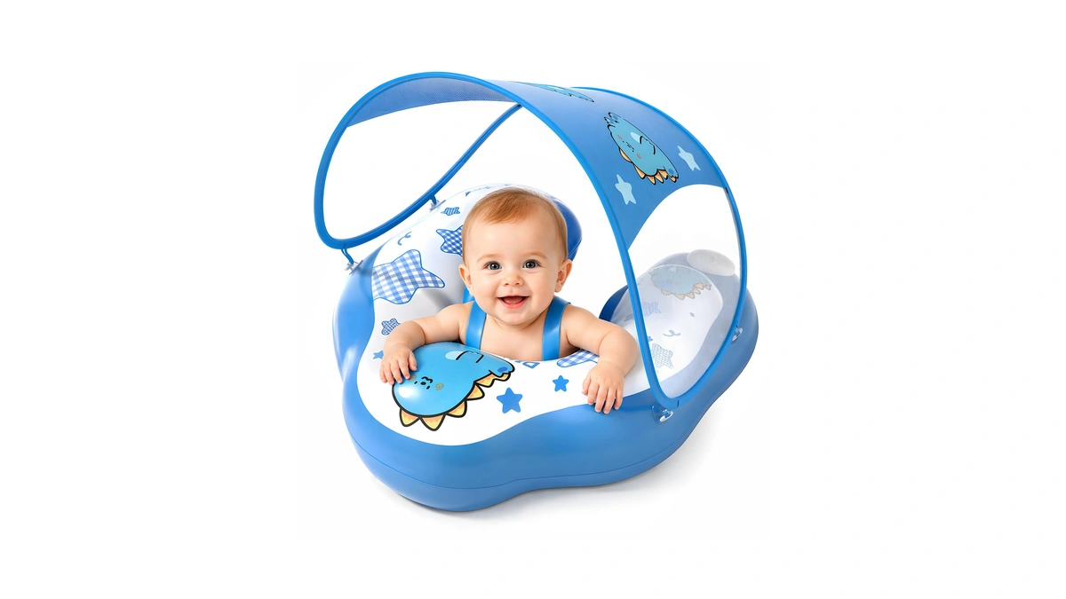 Doptoy Baby Pool Float With Canopy Upf50+, Adjustable Baby Float,