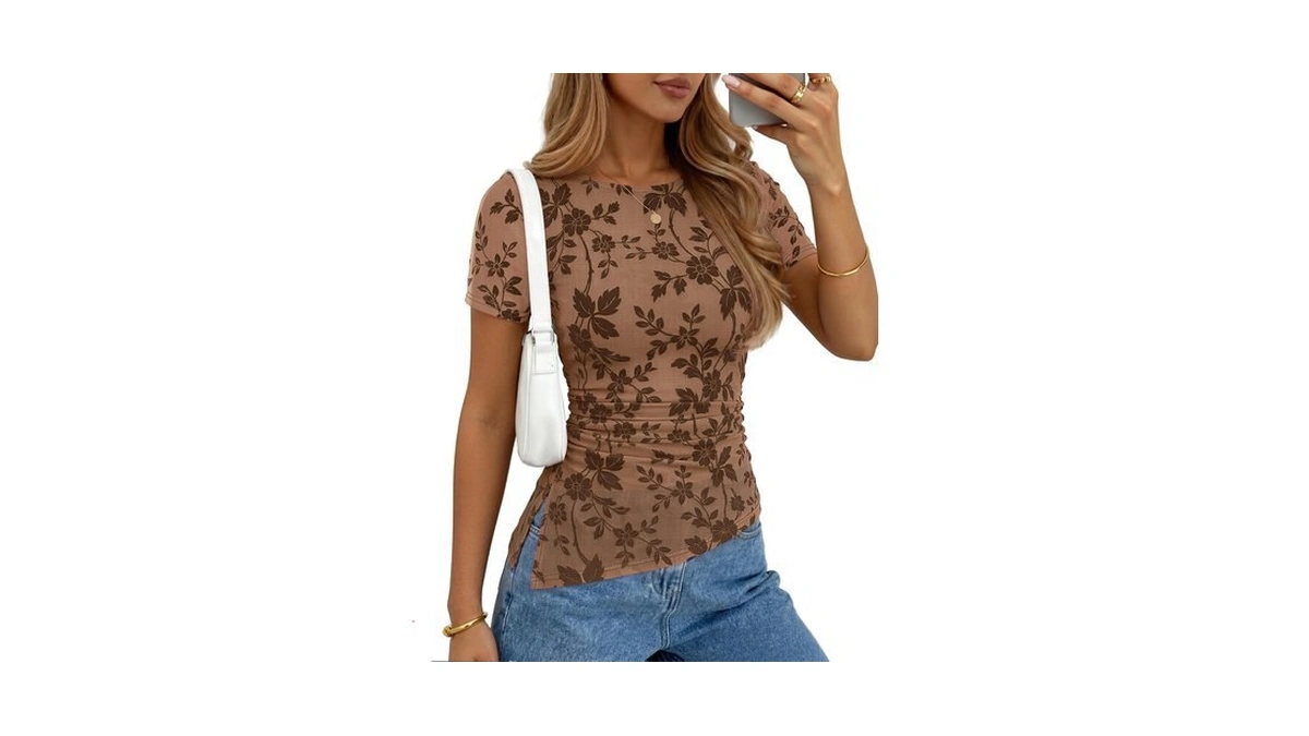 Zesica Women Summer Mesh Floral Short Sleeve ...