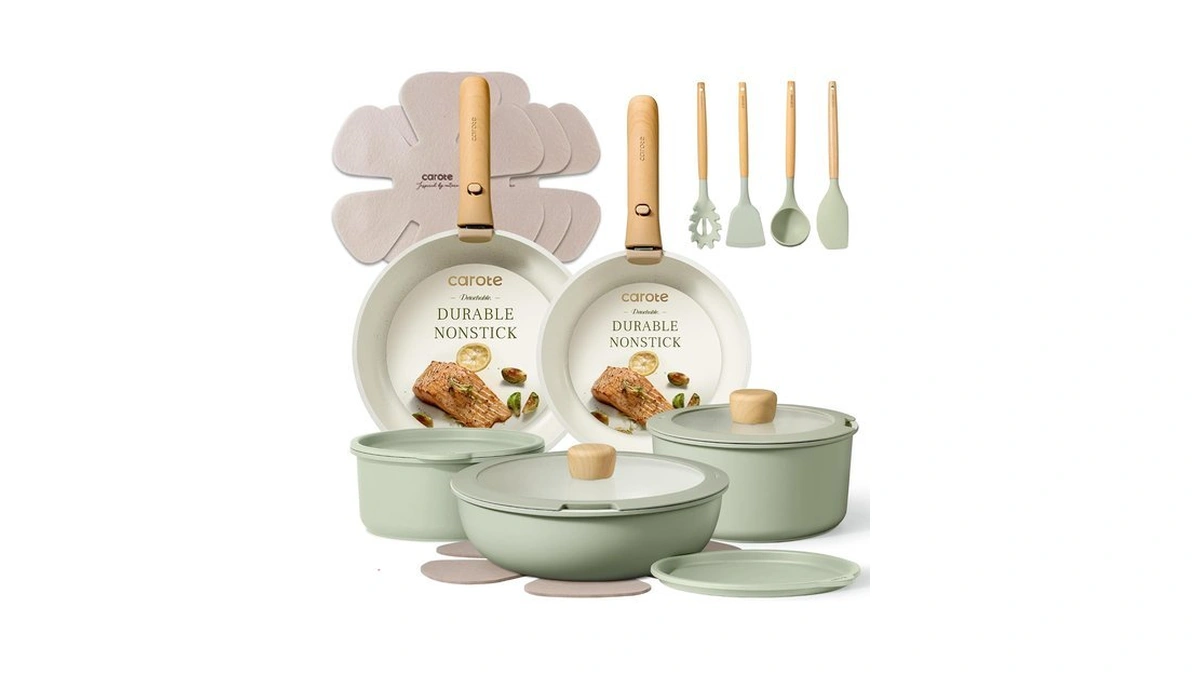 Carote 19pcs Pots And Pans Set Non Stick, Detachable Handle
