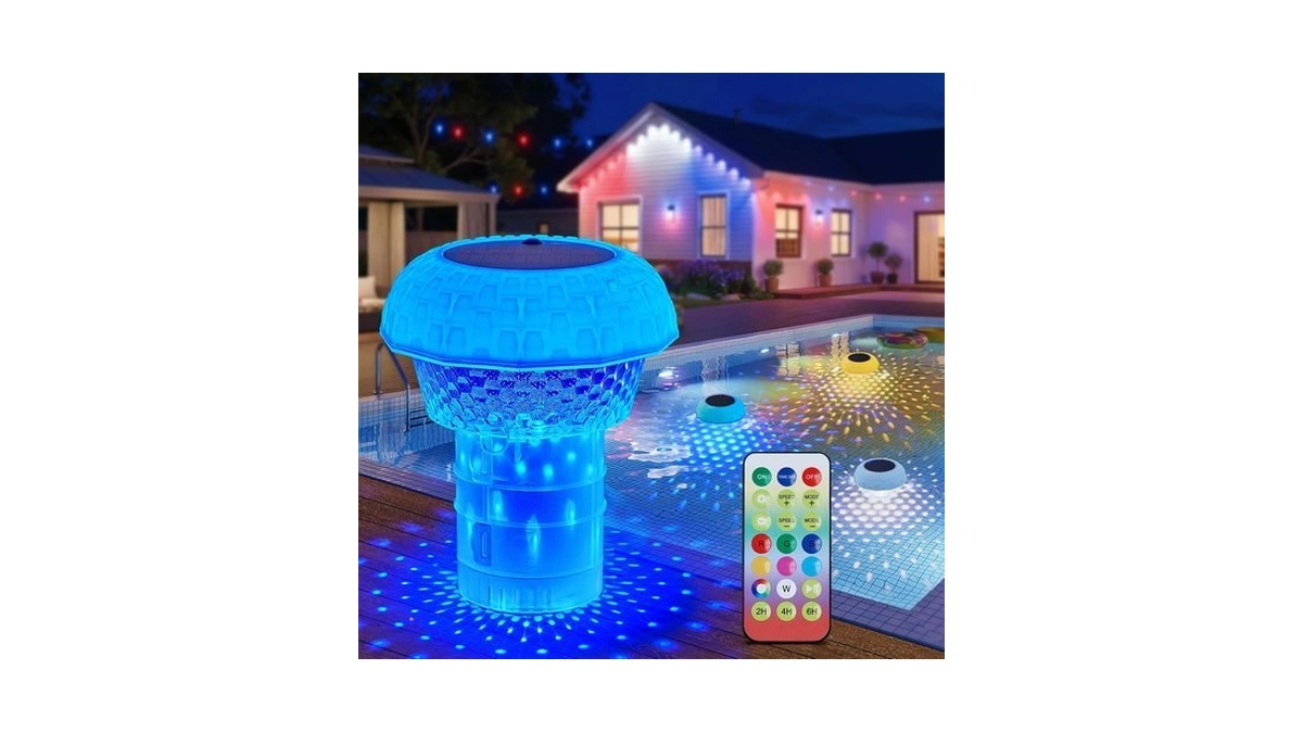 2 In 1 Pool-chlorine-floater With Rgbww Solar-floating-pool-lights