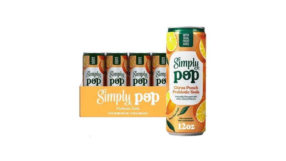 Simply Pop Prebiotic Soda Citrus Punch Cans, 12 Fl Oz,