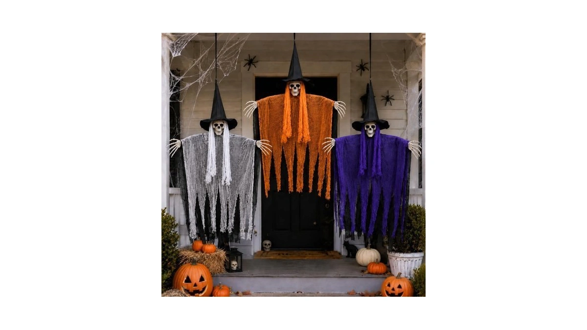 Bearhug Halloween Hanging Ghost Decorations, 3 Pack Scary Reaper Decor