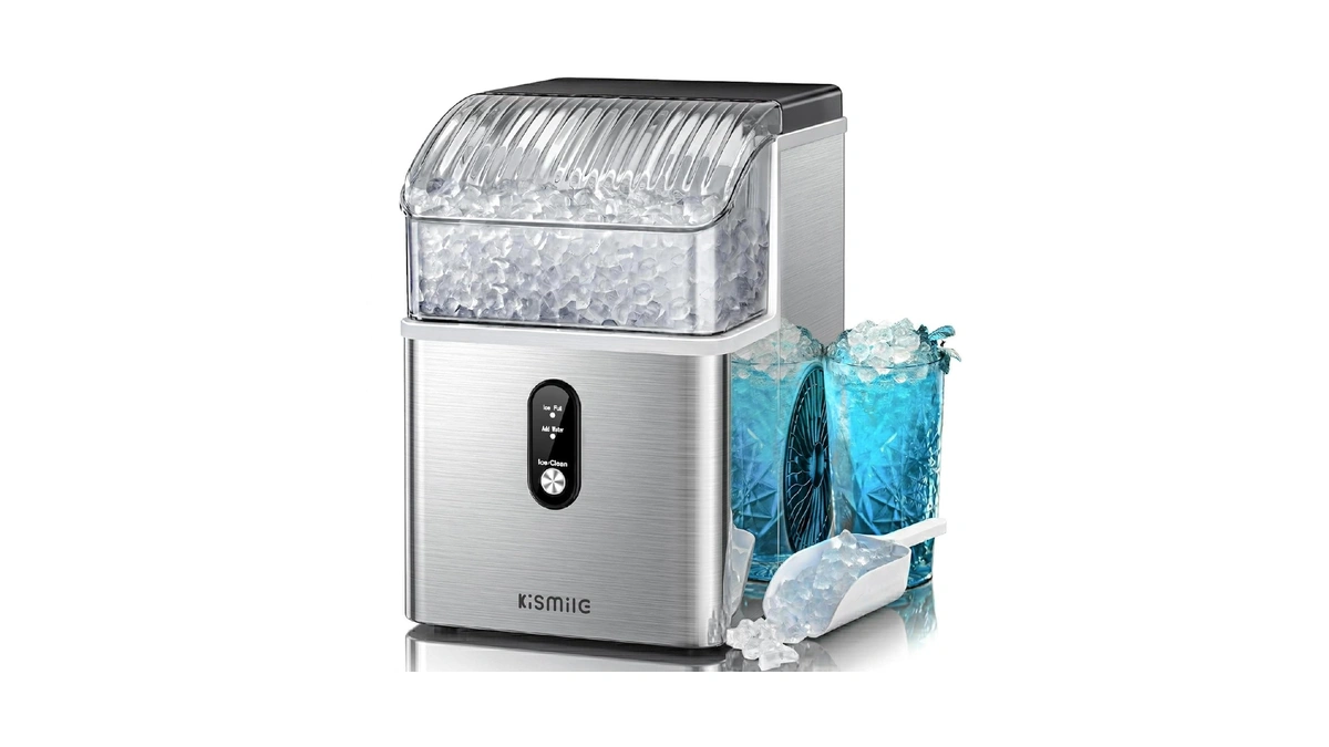 Kismile Nugget Ice Maker Countertop, 35 Lbs/day, Stainless Steel
