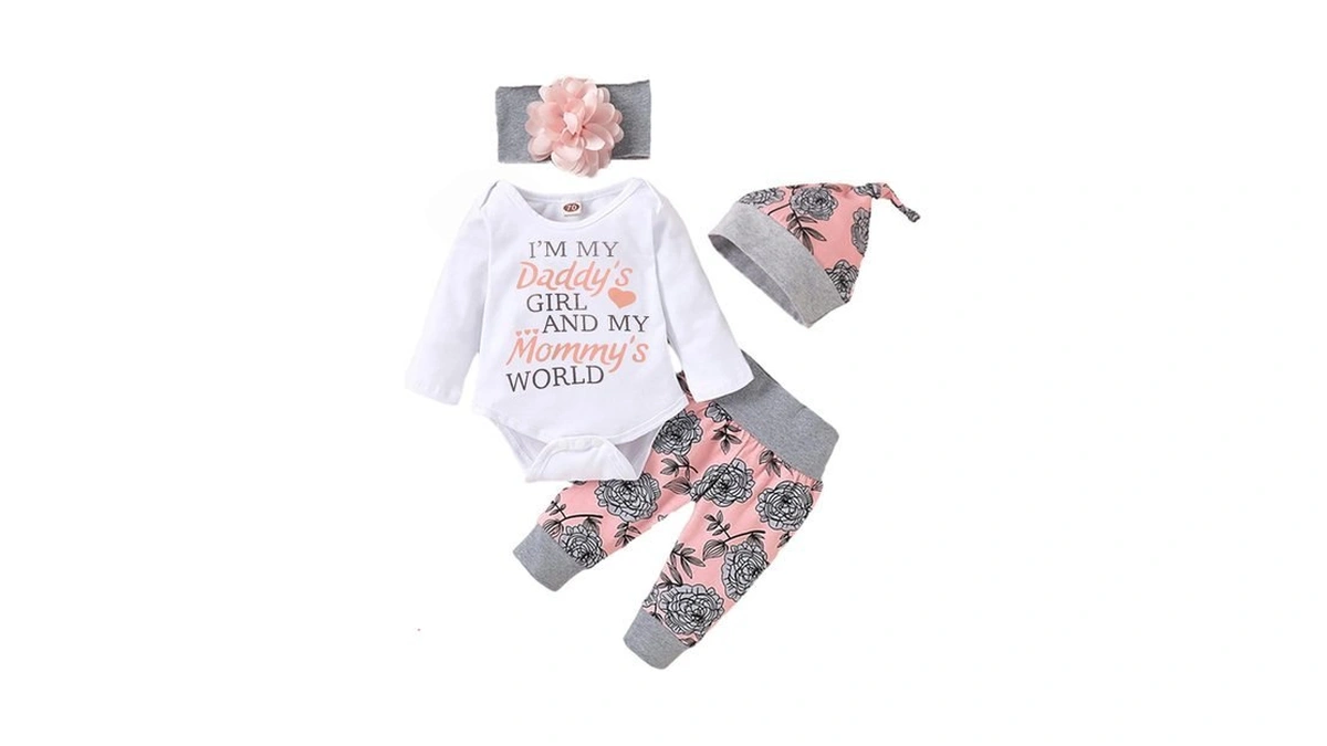 Yvowming Newborn Baby Girl Clothes Infant Baby Ruffle Romper +pants