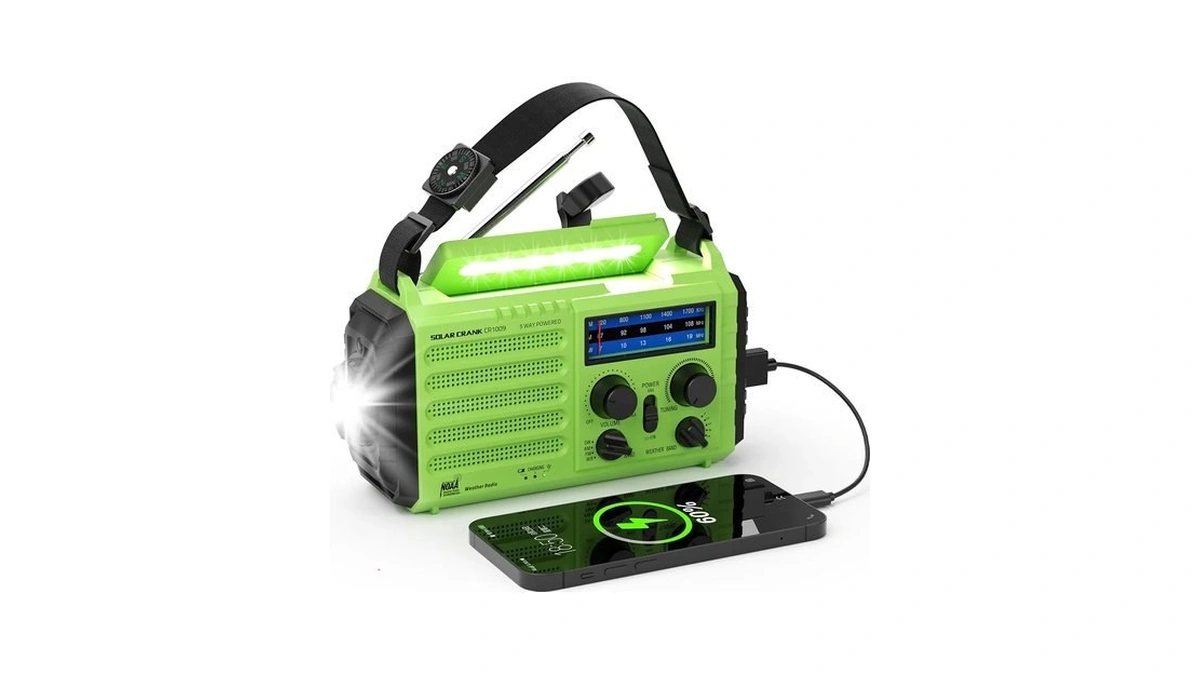 Noaa-certified Emergency Weather Radio, Am/fm Portable Solar Hand Crank Powered