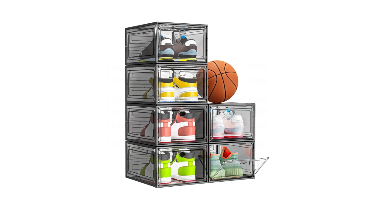 Sturdy Clear Shoe Organizer With Magnetic Door, Stackable Shoe Storage