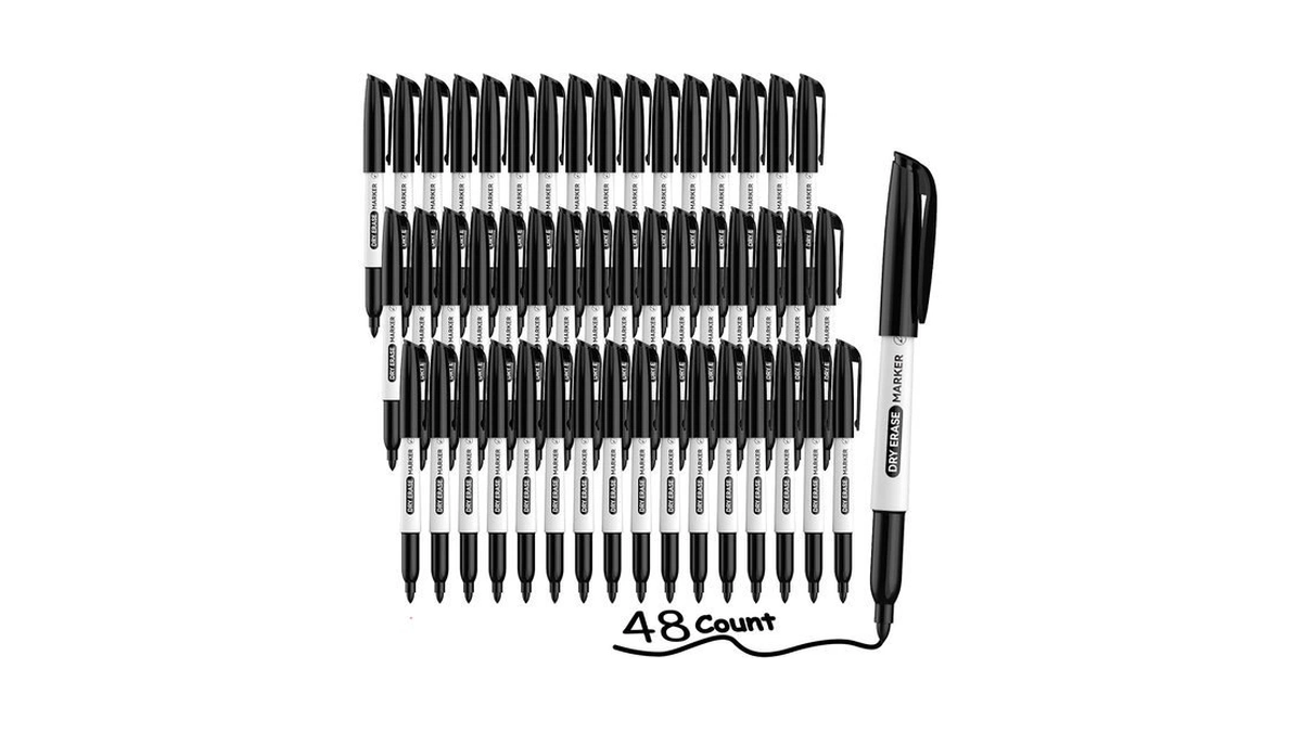 Qicewinly 48 Count Dry Erase Markers Bulk - Black, Fine