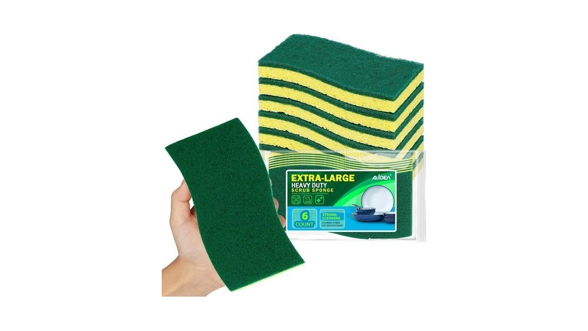 Aidea Xl Scrub Sponges Kitchen 6count, Heavy Duty Sponges For