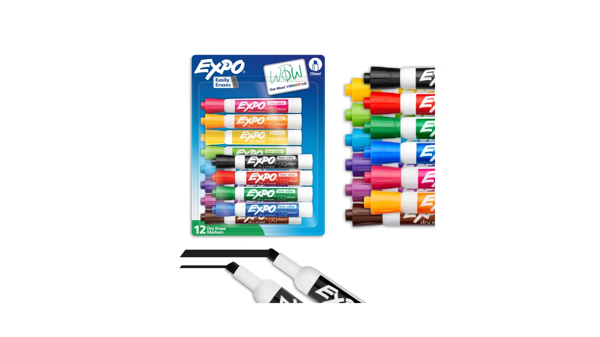 Expo Dry Erase Markers, Low Odor Ink, Assorted Colors, Chisel