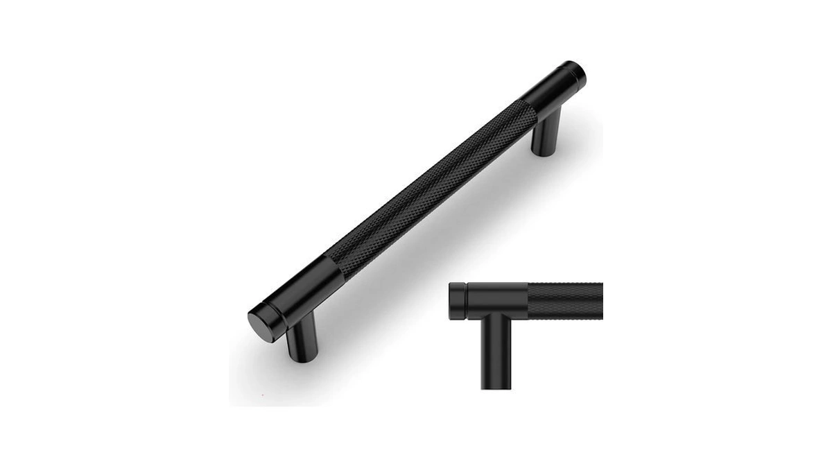 Amerdeco 10 Pack Matte Black Knurled Cabinet Pulls 5 Inch