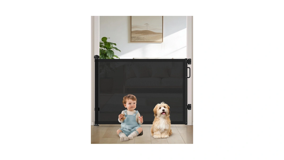 Cideny Retractable Baby Gates For Doorway, 58" Wide Mesh Dog