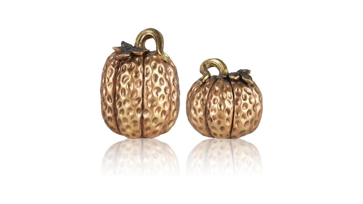 Gognome Gold Resin Pumpkin Figurines Set Of 2 – Textured