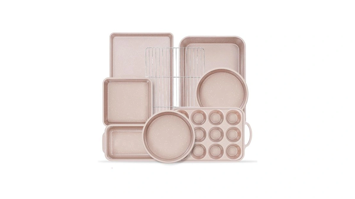 Vinino 8-piece Baking Pans Set Nonstick, Bakeware Set Includes Silicone