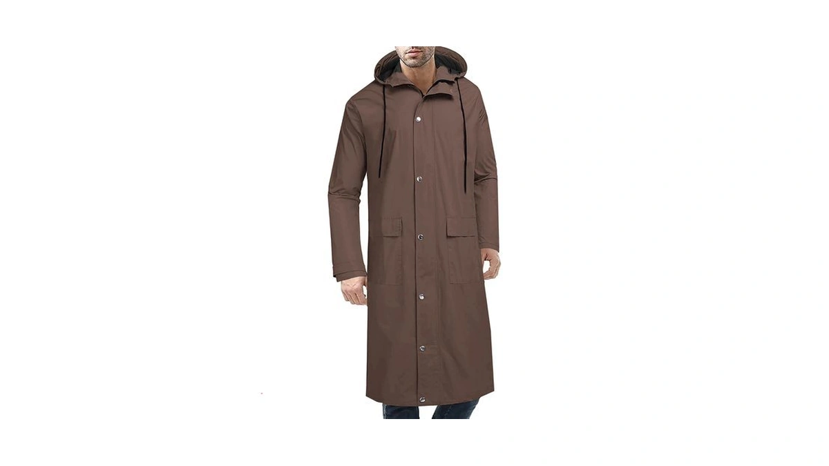 Coofandy Men's Rain Jacket With Hood Waterproof Lightweight Active Long