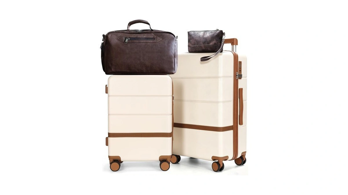 Maungti 4 Piece Luggage Set, 20/24 Inchi Large Checked Hard