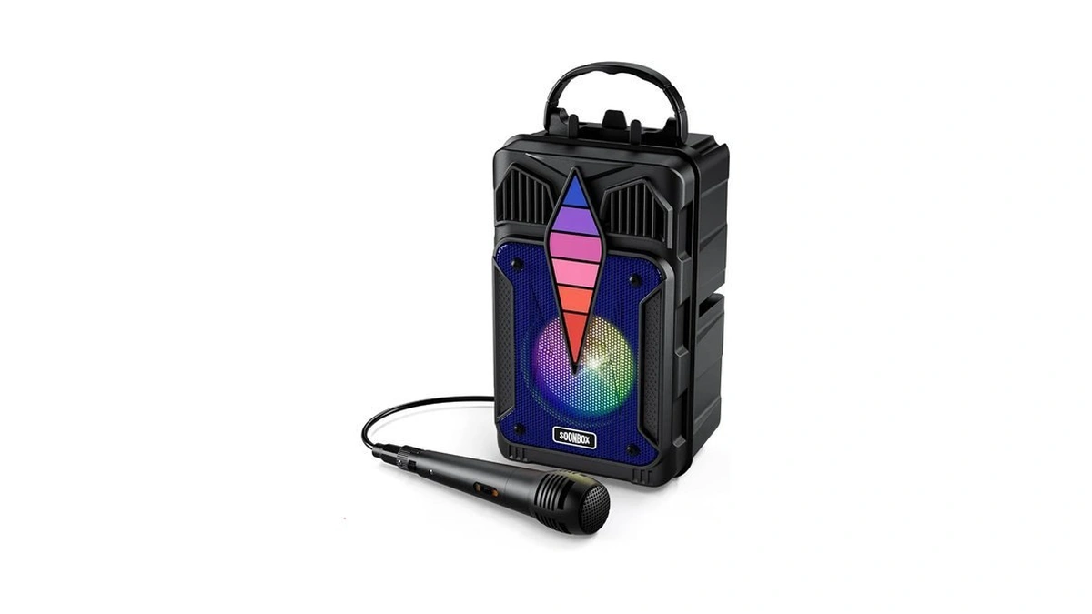 Portable Speaker With Voice Control, Rgb Multi-color Rhythm Light, Support