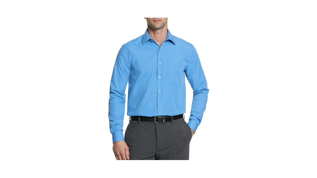 Van Heusen Men's Dress Shirt Regular Fit Poplin Solid, Pacifico,