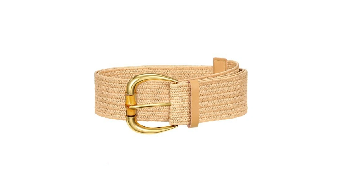 Suosdey Women Straw Woven Elastic Stretch Waist Belt For Jeans