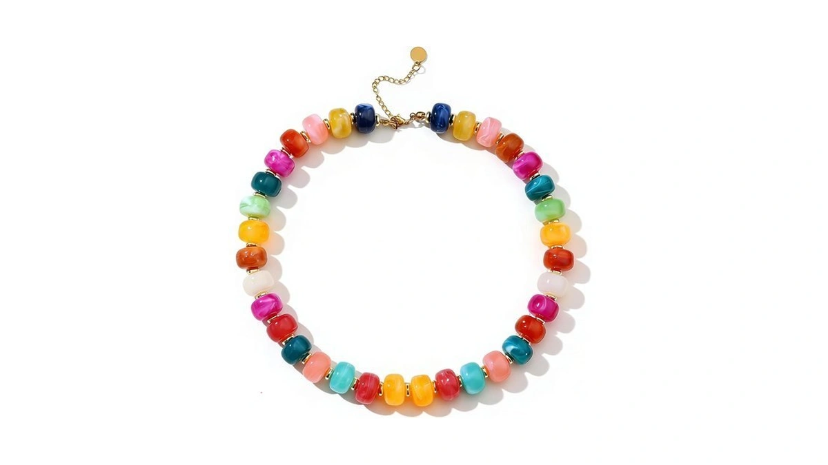 Bowdcvy Chunky Beaded Statement Necklace For Women Trendy Colorful Boho
