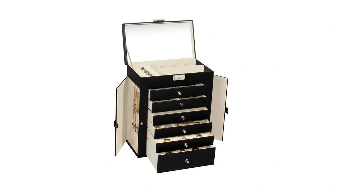 Guka 7-layer Jewelry Box Organizer With Mirror, 6-layer Storage Case,