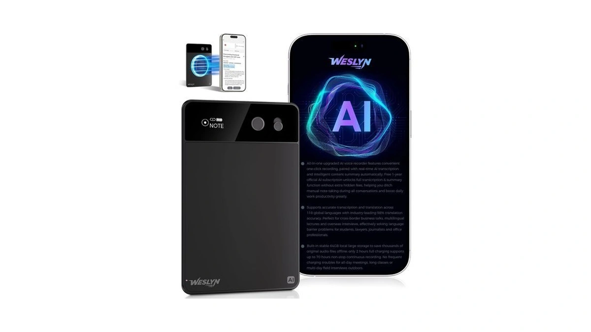 Amazon coupon: Weslyn Ai Voice Recorder 64gb, Assisted