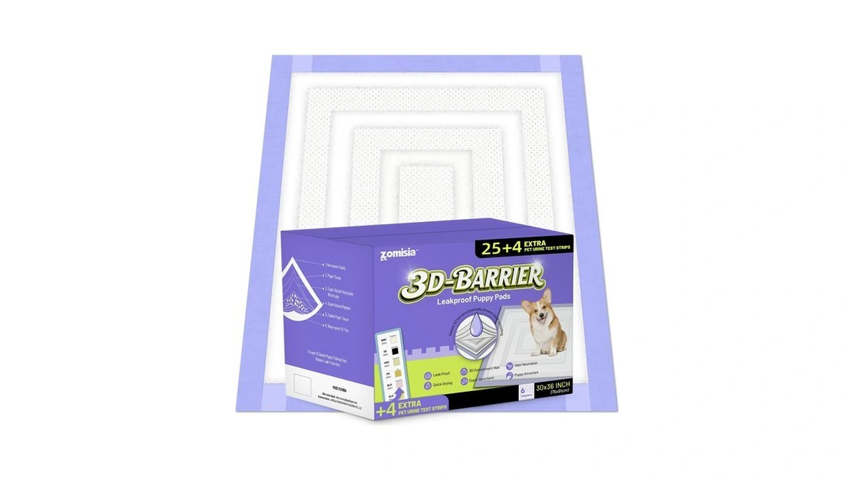 Zomisia 3d-barrier Puppy Pee Pads For Dogs, 18 Cups Absorb