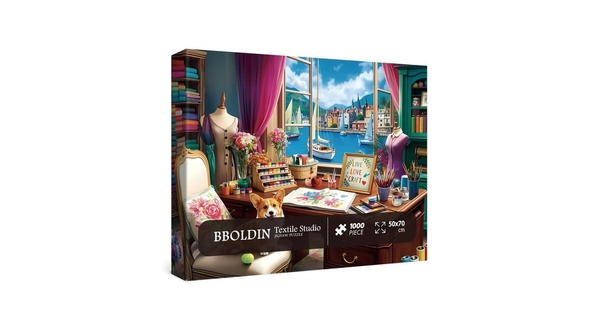 Sewing Studio Puzzle For Adults 1000 Pieces, Flower Dog Jigsaw