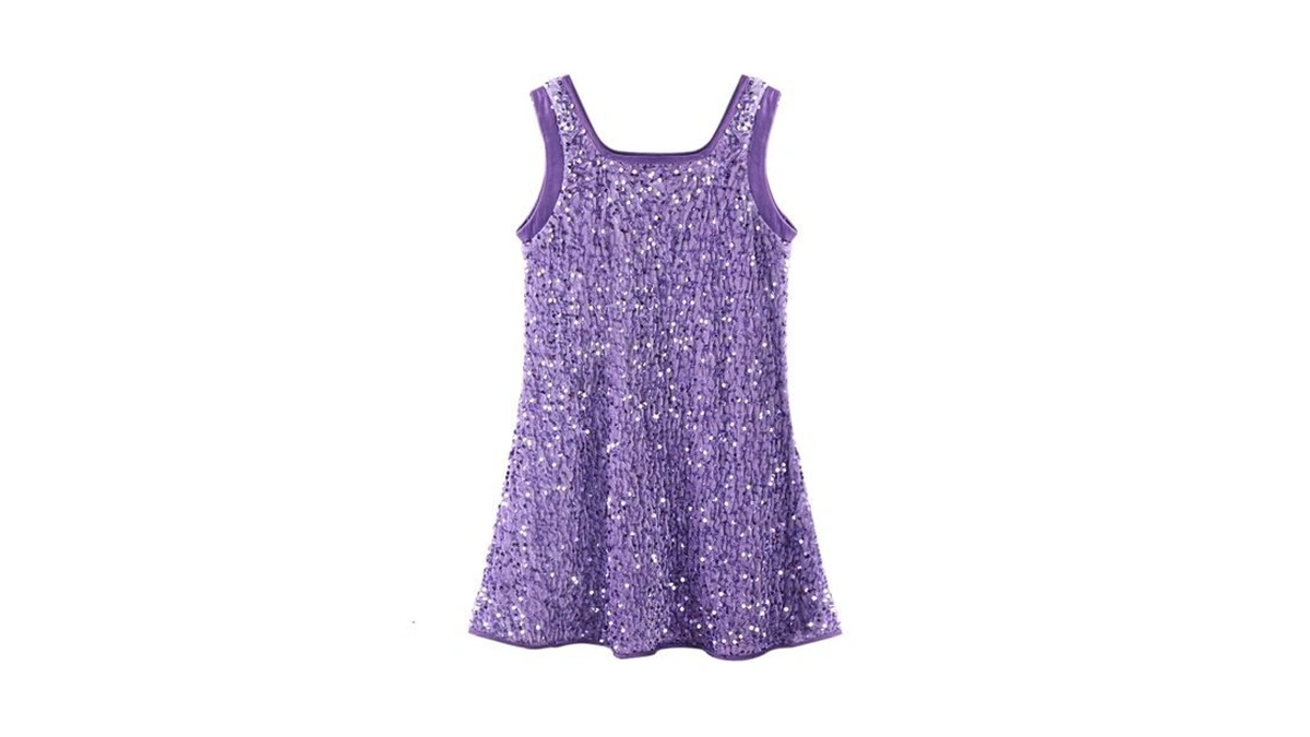 Welaken Girls' Sequin Dress A-line Sleeveless Sparkly Gown Party Dresses