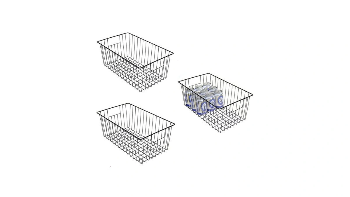 Lonpute 16inch Freezer Storage Organizer Baskets, Refrigerator Metal Wire Basket