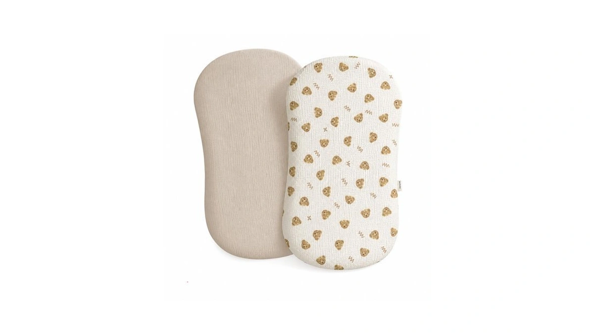 Ascenrest Muslin Baby Lounger Cover, 2 Pack, Cotton Slipcover, Bearbrown